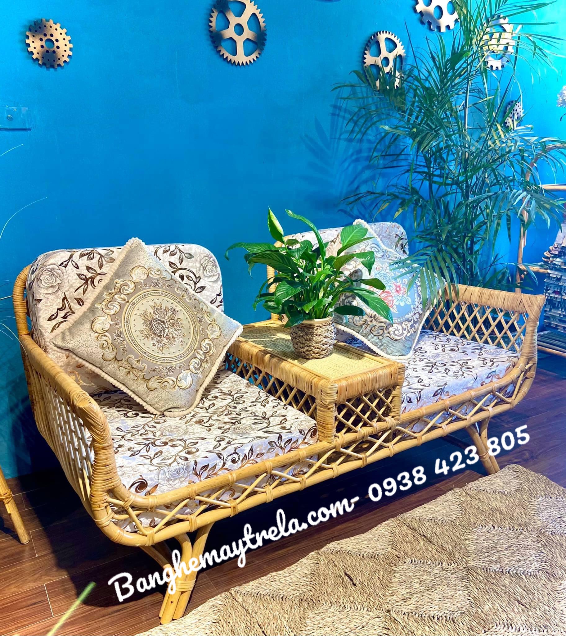 Ghế mây đôi kèm bàn phòng chờ spa